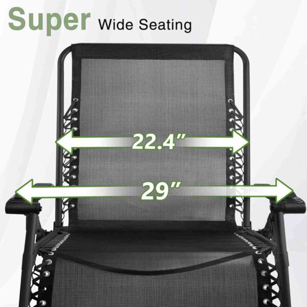 Zero Gravity Chair, 29In XL Lounge Chair Folding Recliner w/Upgraded Lock - 图片 5
