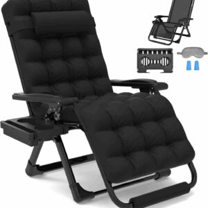 Zero Gravity Chair, 29In XL Lounge Chair Folding Recliner w/Upgraded Lock