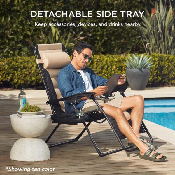 Oversized Padded Zero Gravity Chair, Folding Outdoor Patio Recliner - 图片 6