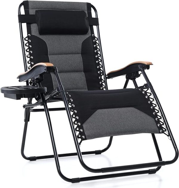 Oversized Padded Zero Gravity Chair, Folding Outdoor Patio Recliner