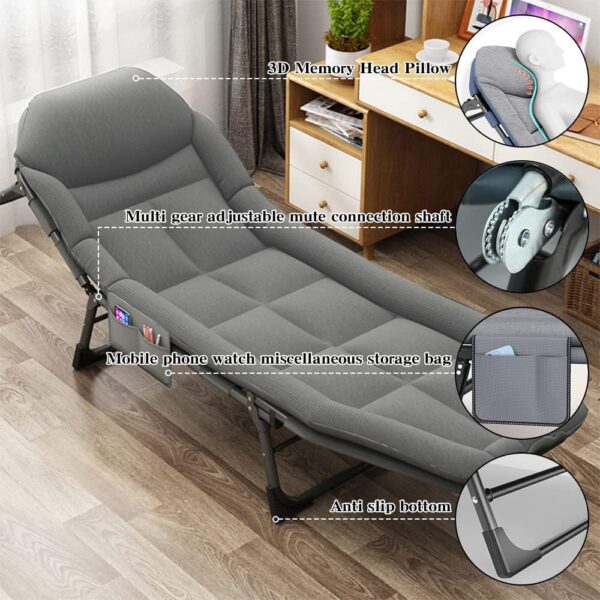 Folding Outside Chaise Lounge Chair with Mattress - 图片 4