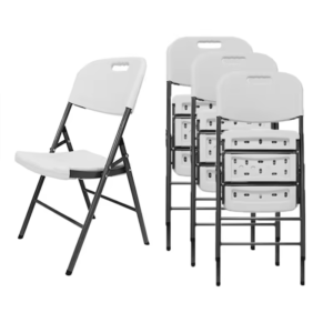 Set of 4 Plastic Folding Chairs, Portable Stacking Indoor Outdoor Seating