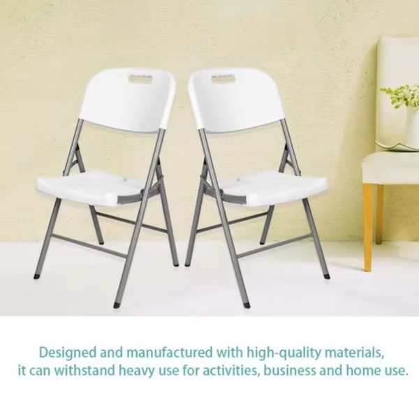 Set of 4 Plastic Folding Chairs, Portable Stacking Indoor Outdoor Seating - 图片 3
