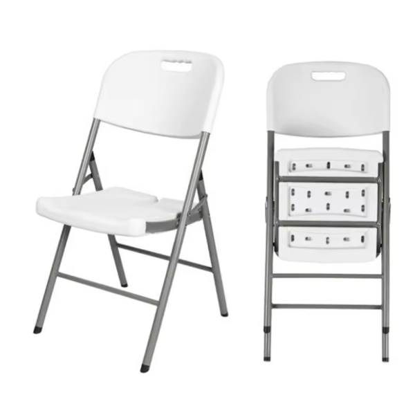 Set of 4 Plastic Folding Chairs, Portable Stacking Indoor Outdoor Seating - 图片 2