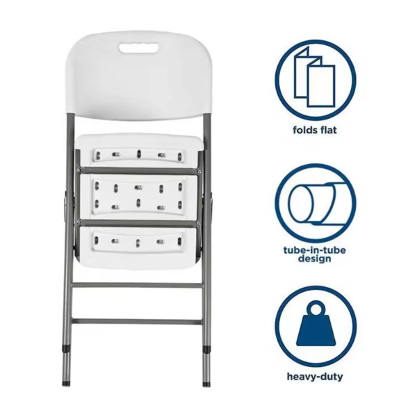 Set of 4 Plastic Folding Chairs, Portable Stacking Indoor Outdoor Seating - 图片 7