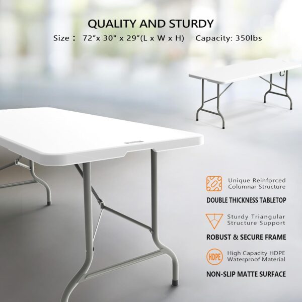 Indoor Outdoor Heavy Duty Plastic Folding Table Portable Picnic Table - 图片 2