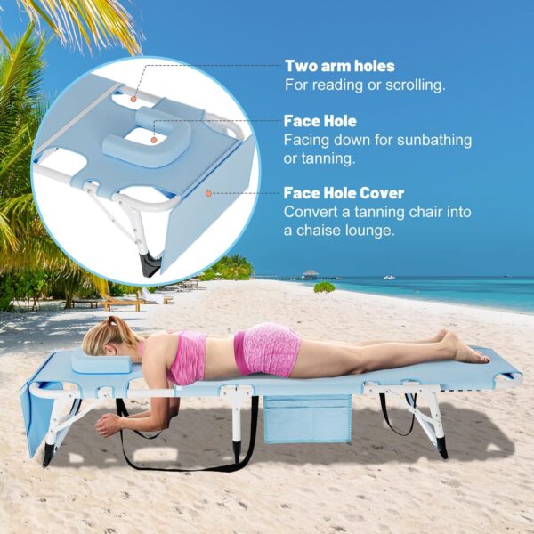 Sleeping Cots for Adults, Face Down Folding Chaise Lounge Chairs Outdoor - 图片 3