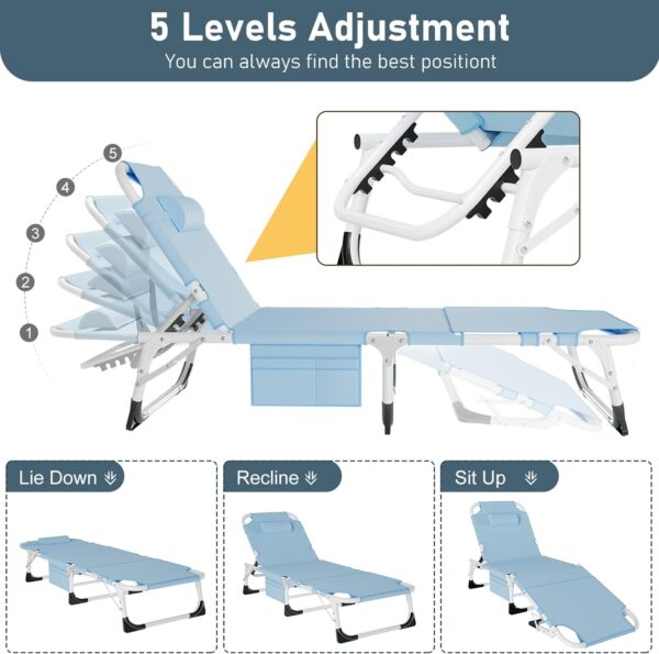 Sleeping Cots for Adults, Face Down Folding Chaise Lounge Chairs Outdoor - 图片 5