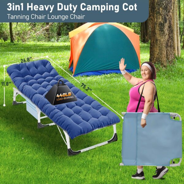 Sleeping Cots for Adults, Face Down Folding Chaise Lounge Chairs Outdoor - 图片 7