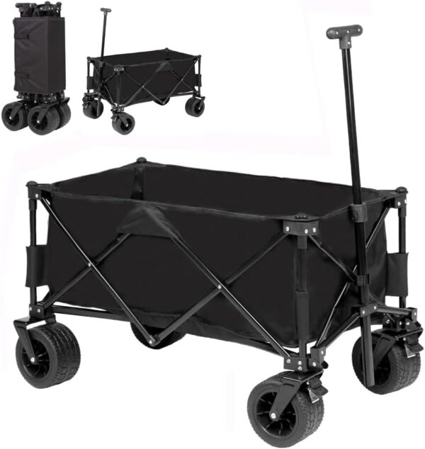 Wagon Cart Heavy Duty Foldable, Collapsible Wagon with Smallest Folding Design