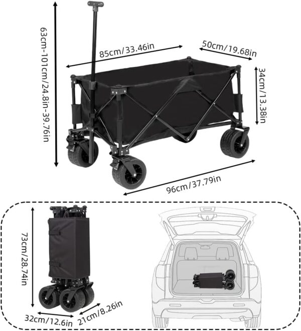Wagon Cart Heavy Duty Foldable, Collapsible Wagon with Smallest Folding Design - 图片 4