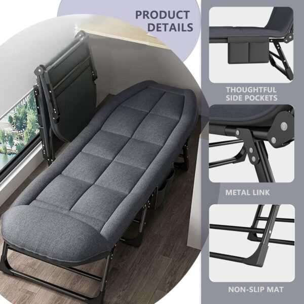 Folding Outside Chaise Lounge Chair with Mattress - 图片 7