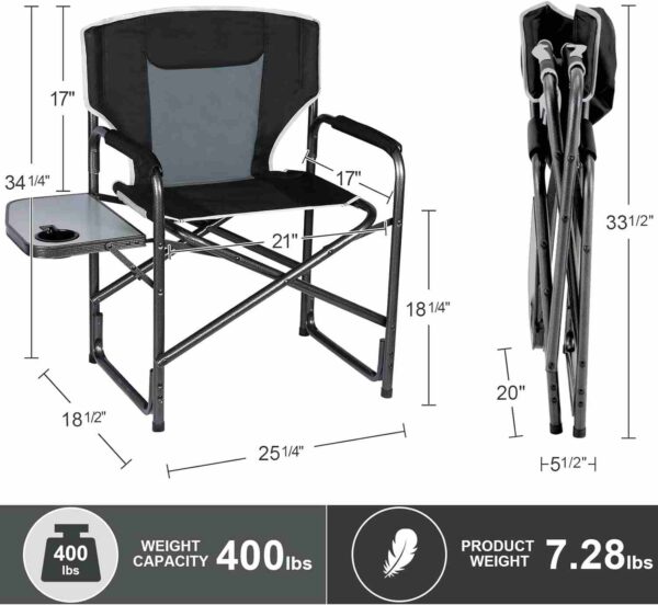 Lightweight Oversized Camping Chair, Portable Aluminum Directors Chair - 图片 3