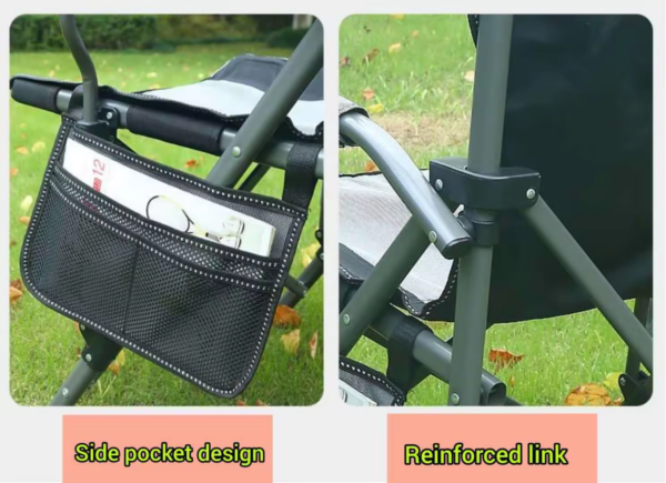 Modern Portable Camping Chair with Cup Holder Side Pocket for Fishing Beach Durable Outdoor Furniture Made of Metal - 图片 3