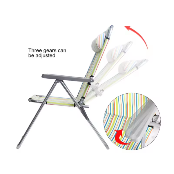 3-Position Adjustable Plastic Lounge Sea Folding Portable Camping Arm Beach Chairs - 图片 6