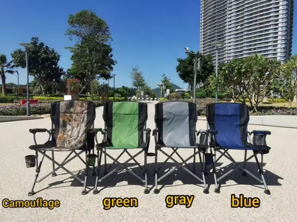 Modern Portable Camping Chair with Cup Holder Side Pocket for Fishing Beach Durable Outdoor Furniture Made of Metal - 图片 4