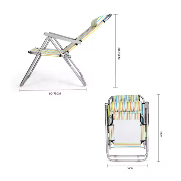 3-Position Adjustable Plastic Lounge Sea Folding Portable Camping Arm Beach Chairs - 图片 4